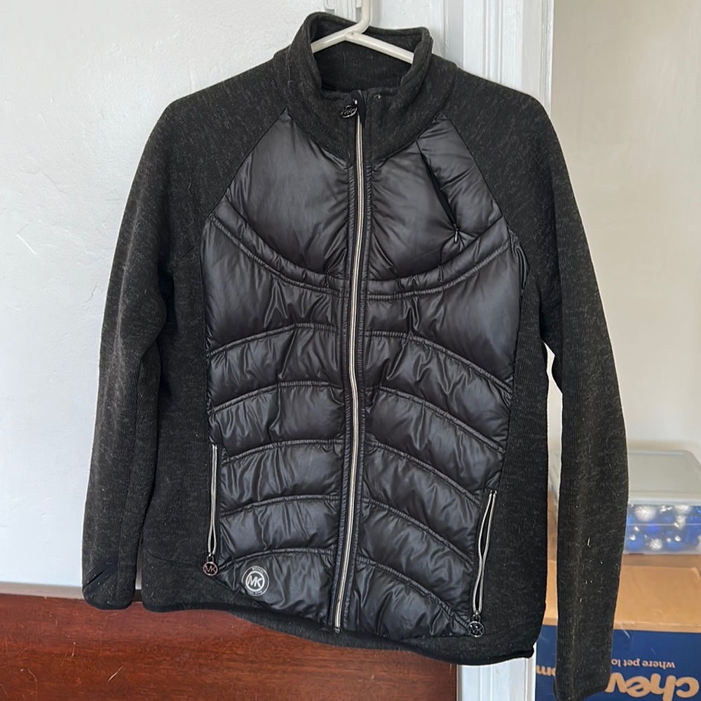 michael kors jacket, chest area is puffer material, sleeves like a hoodie